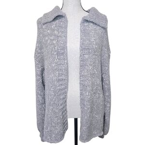 Muse by Magnolia Shawl Collar Open Cardigan Grey Speckled Large Eclectic Grandpa